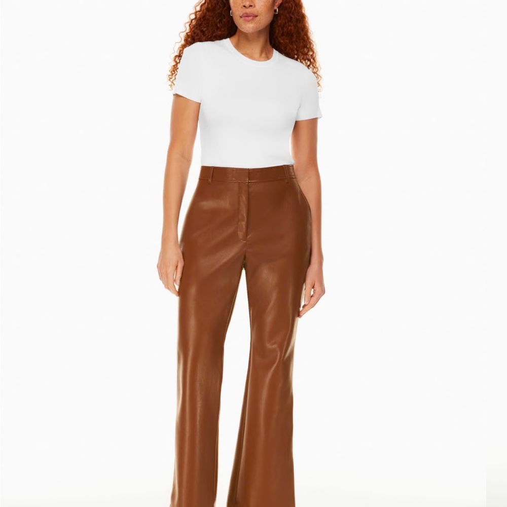 Aritzia Brown Leather Flare Pants